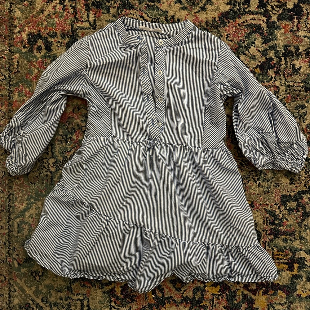 Zara Kids Casual Striped Dress - Blue and White